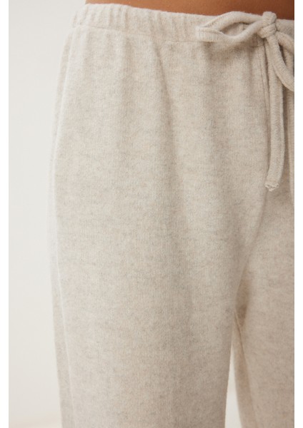 Yumoş Bol Örme Pantolon LUB0063 BEJ modelleri