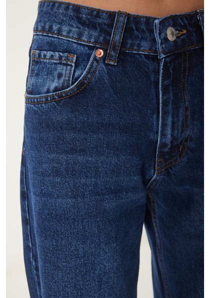 Orta Bel Geniş Paça Bol Jeans