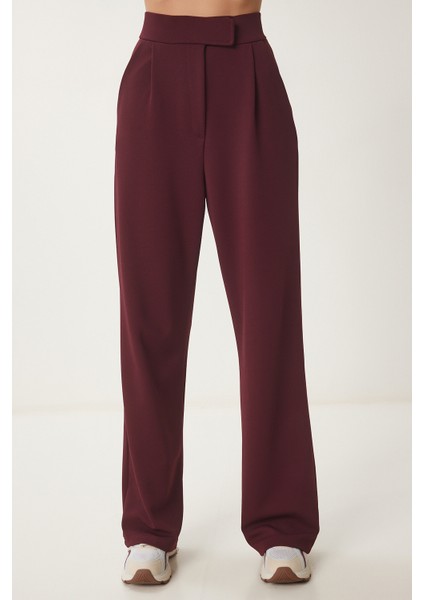 Beli Cırtlı Rahat Palazzo Pantolon LRV0003 BORDO modelleri