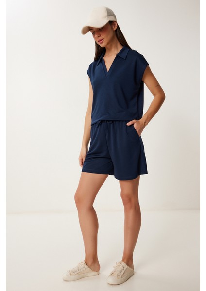 Polo Yaka Basic Örme Şort Takım