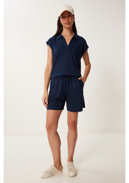 Polo Yaka Basic Örme Şort Takım