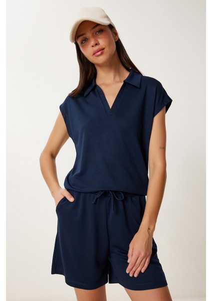 Polo Yaka Basic Örme Şort Takım