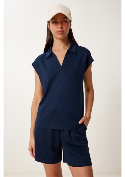 Polo Yaka Basic Örme Şort Takım