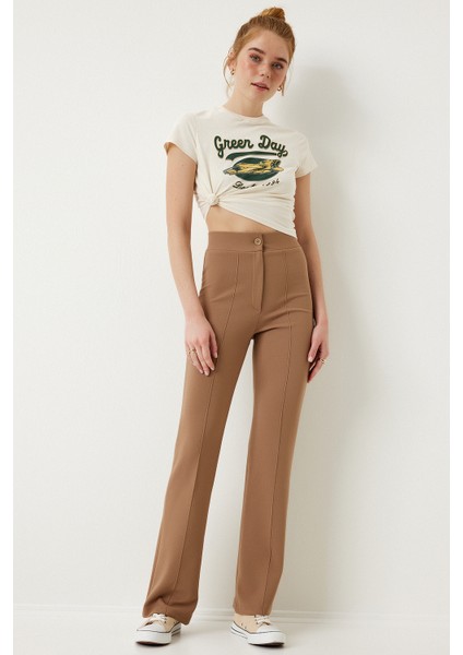 Yüksek Bel Likralı Örme Pantolon LRV0004 BİSKÜVİ fiyatları