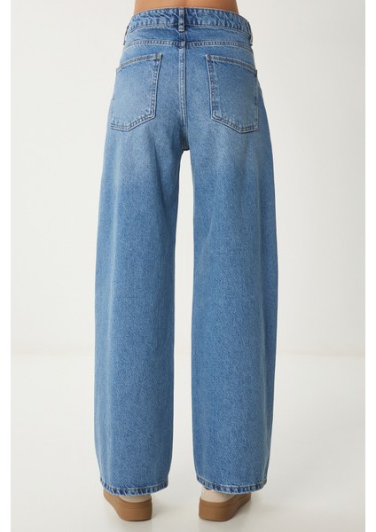 Yıkamalı Geniş Paça Jean