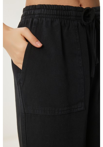 Soluk Efektli Geniş Paça Denim Palazzo Pantolon indirimleri
