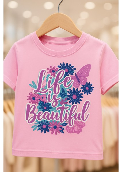 Life;sbeatiful Yazılı Kız Çocuk Pijama Takımı Pembe 1-12 Yaş fırsatları