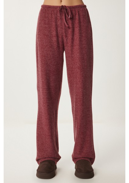 Yumoş Bol Örme Pantolon LUB0063 BORDO modelleri
