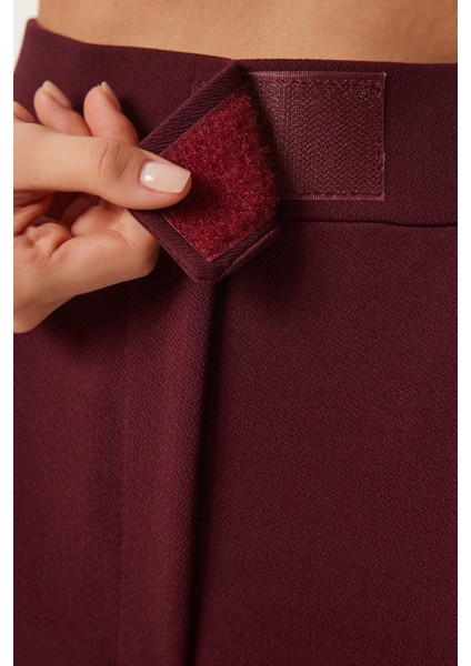 Beli Cırtlı Rahat Palazzo Pantolon LRV0003 BORDO indirimleri