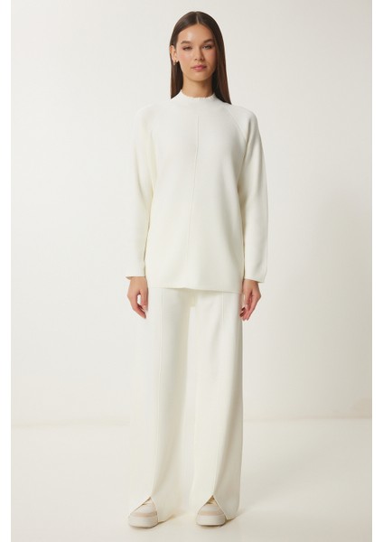 Şık Triko Kazak Pantolon Takım LMU0001 EKRU