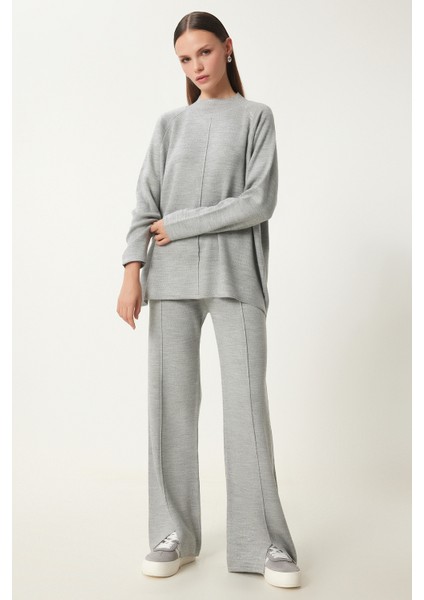 Şık Triko Kazak Pantolon Takım LMU0001 AÇIK GRİ