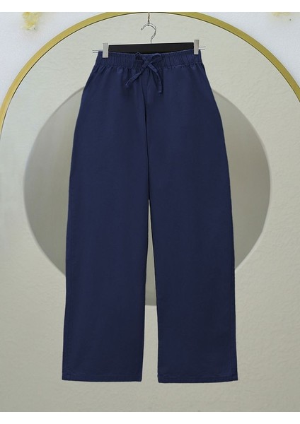 Bağcık Detaylı Bol Paça Beli Lastikli Keten Pantolon fiyatları