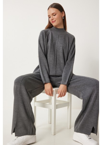 Şık Triko Kazak Pantolon Takım LMU0001 GRİ modelleri