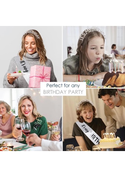 Bfs Kristal Taşlı Gümüş Renk It&amp;#39;s My Birthday Yazılı Doğum Günü Parti Tacı 14X16 cm fiyatları