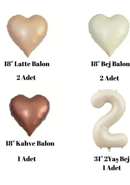 Yaş Temalı Retro Bej Yaş Balonlu Latte Bej Kahve Kalpli Retro Doğum Günü Yaş Balon Seti fiyatları