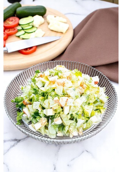 Luna Cam Salata Kasesi 30 cm – Salata Tabağı Sunum Kasesi