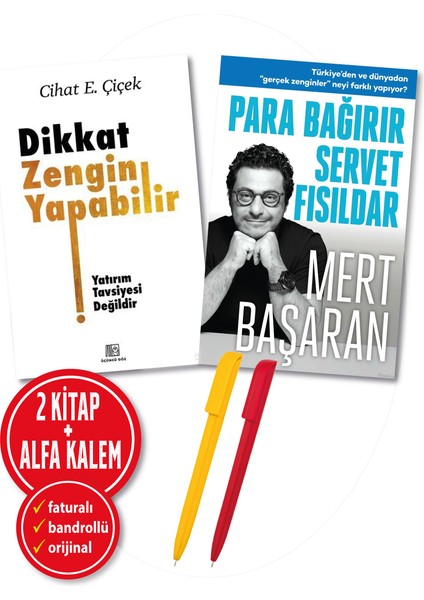Alfa Kalem+ Cihat E. Çiçek 2 Kitap (Dikkat Zengin Yapabilir+Para Bağırır Servet Fısıldar) Ekonomi