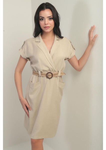 Kadın Torba Cepli Beli Kemerli Elbise modelleri