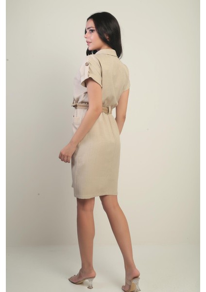Kadın Torba Cepli Beli Kemerli Elbise fırsatları