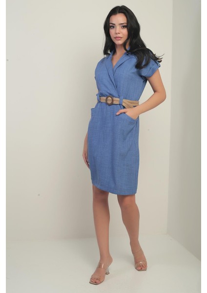 Kadın Torba Cepli Beli Kemerli Elbise modelleri