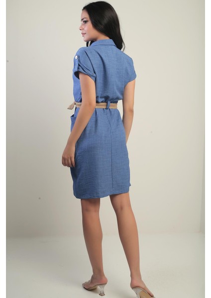 Kadın Torba Cepli Beli Kemerli Elbise fırsatları