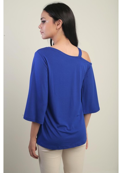 Kadın Tek Omuzlu Fiyonk Taş Baskılı Likralı Bluz fırsatları