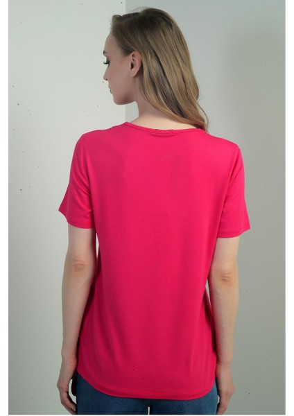 Kadın V Yaka Yırtmaçlı Kısa Kol Bluz fırsatları