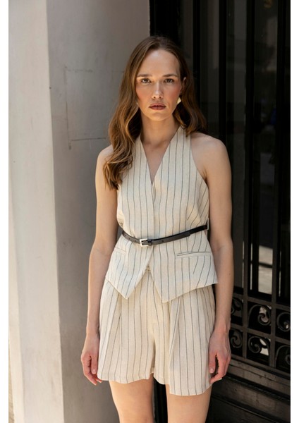 Kadın Yelek Şort Takım Taş-Siyah modelleri