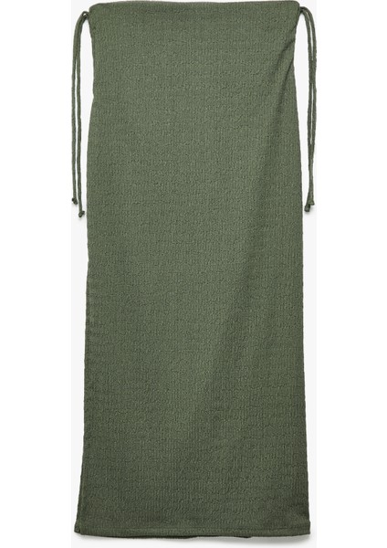 Bürümcük Kumaş Slim Fit Büzgü Detaylı Yırtmaçlı Uzun Etek fiyatları