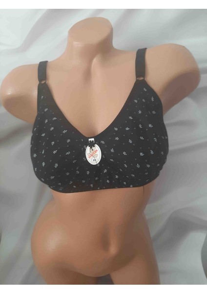 Siyah Desenli Penye Büyük Beden Pamuk Polyester Kadın Sütyen fırsatları