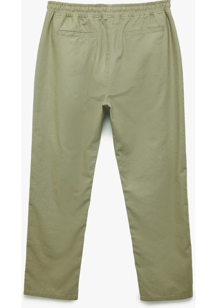 Cep Detaylı Keten Pamuk Karışımlı Beli Bağcıklı Pantolon fiyatları