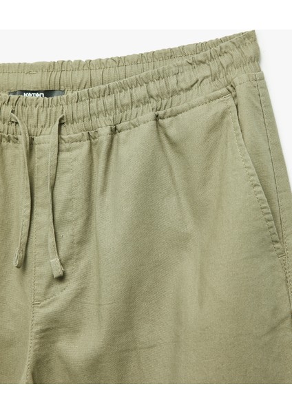 Cep Detaylı Keten Pamuk Karışımlı Beli Bağcıklı Pantolon modelleri