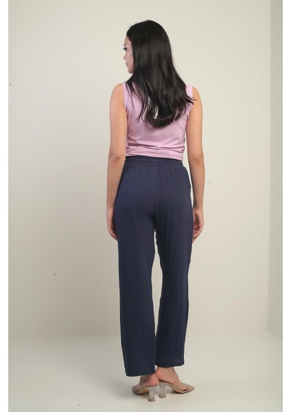 Kadın Müslin Palazzo Beli Lastikli Cepli Pantolon fırsatları