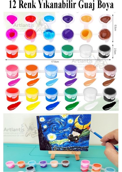 Guaj Boya 3 ml 12 Renk ve Resim Fırçası 10 Paket Mini Küçük Guaj Boya Etkinlik Boyama Boyası Su Bazlı Resim Okul Öncesi fiyatları