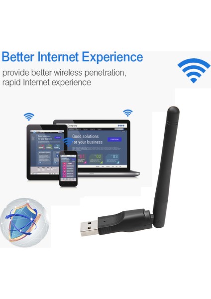 USB Kablosuz Wifi Alıcı Adaptör 5dbi – MT7601 Chipset | Tak-Çalıştır | Pc, Laptop ve Uydu Cihazı Uyumlu