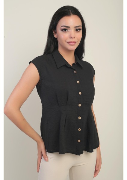 Kadın Beli Pileli Kolsuz Gömlek fiyatları
