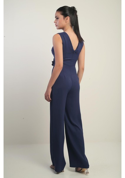 Kadın Ön Arka V Yaka Üst Yelek Görünümlü Bol Paça Tulum fırsatları