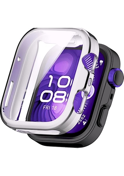 Huawei Watch Fit 4 Uyumlu Silikon Ekran ve Kasa Koruyucu Gümüş