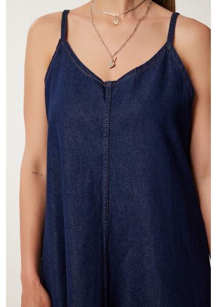 Askılı Denim Çan Elbise