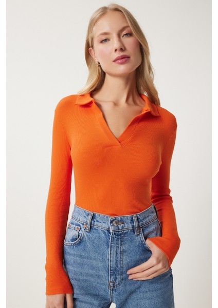 Polo Yaka Fitilli 2'li Paket Örme Bluz
