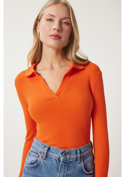 Polo Yaka Fitilli 2'li Paket Örme Bluz