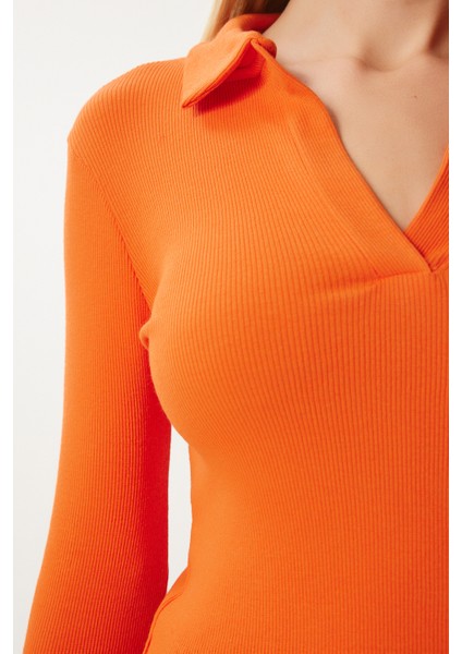 Polo Yaka Fitilli 2'li Paket Örme Bluz