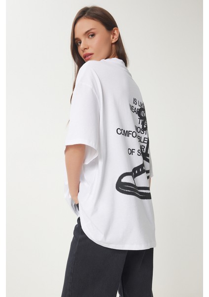 Baskılı Pamuklu Oversize Örme T-Shirt fiyatları