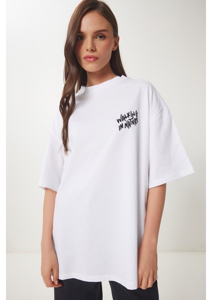 Baskılı Pamuklu Oversize Örme T-Shirt modelleri