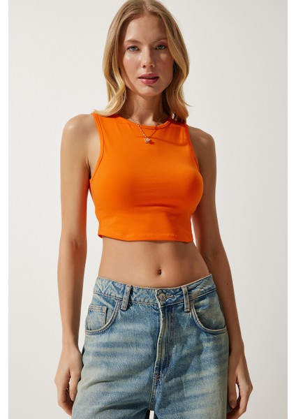 Halter Yaka Crop Örme Bluz