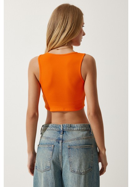 Halter Yaka Crop Örme Bluz