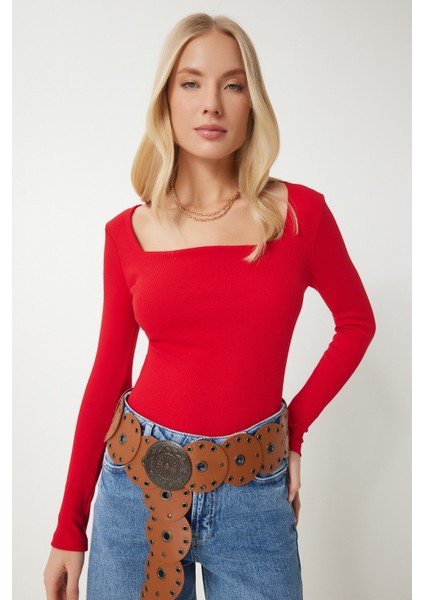 Kare Yaka 2'li Paket Örme Bluz