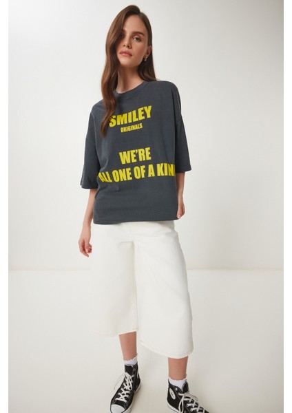 Baskılı Oversize Yıkamalı Örme T-Shirt fiyatları