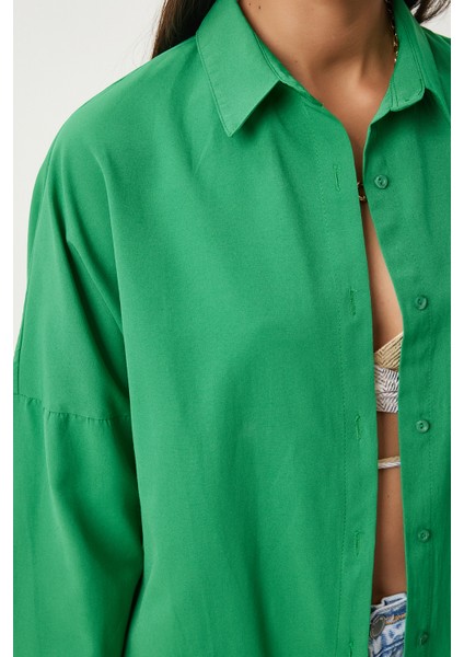 Oversize Basic Gömlek LDD0003 CANLI YEŞİL fırsatları