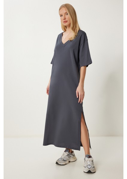 Oversize Basic Yazlık Esnek Örme Elbise